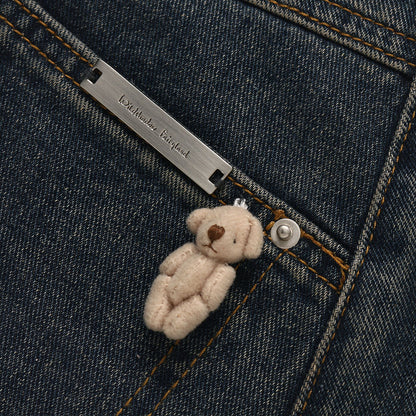 Wildshadow Teddy Bear Pocket Washed Denim Skirt