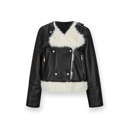 NotAwear Faux Fur Leather Jacket Black