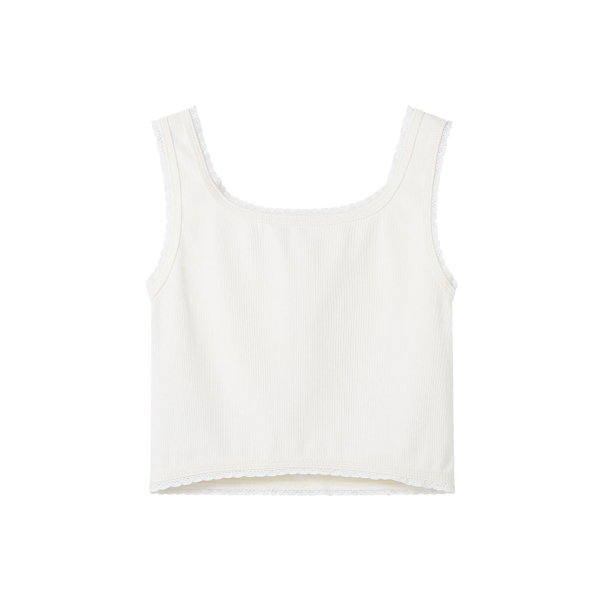 SomeSowe Lace Edge Rivet Knit Vest White