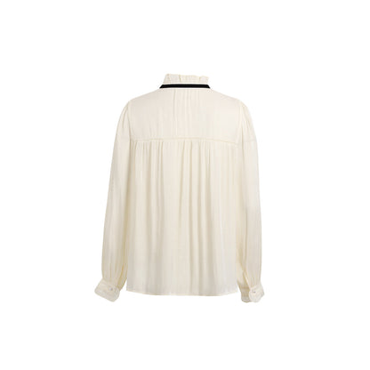 Wildshadow Lace Collar Pearlised Wave Sleeve Shirt