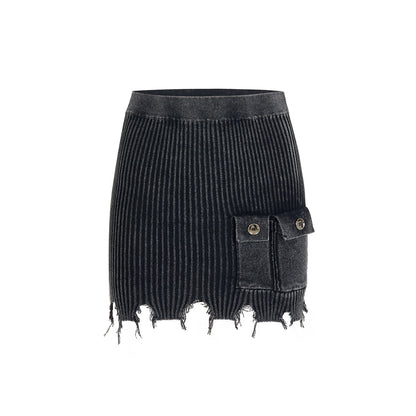 Via Pitti Vintage Destroy Cutting Washed Skirt