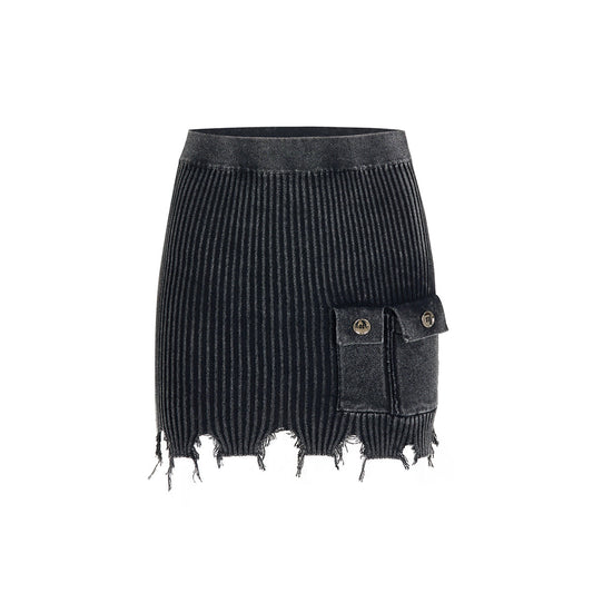 Via Pitti Vintage Destroy Cutting Washed Skirt