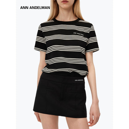 Ann Andelman Striped Logo T-Shirt Black