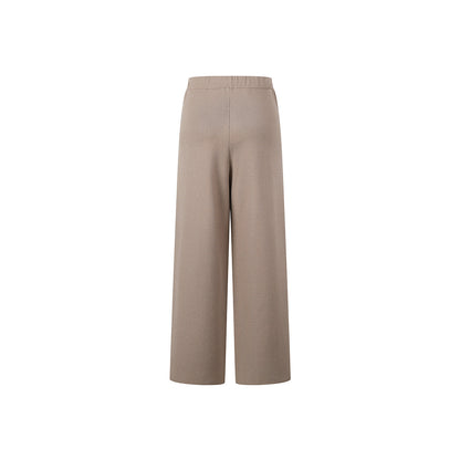 Three Quarters Oversized Straight-Leg Knit Pants Brown