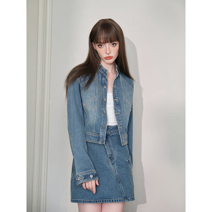 Three Quarters Vintage Washed Denim Jacket