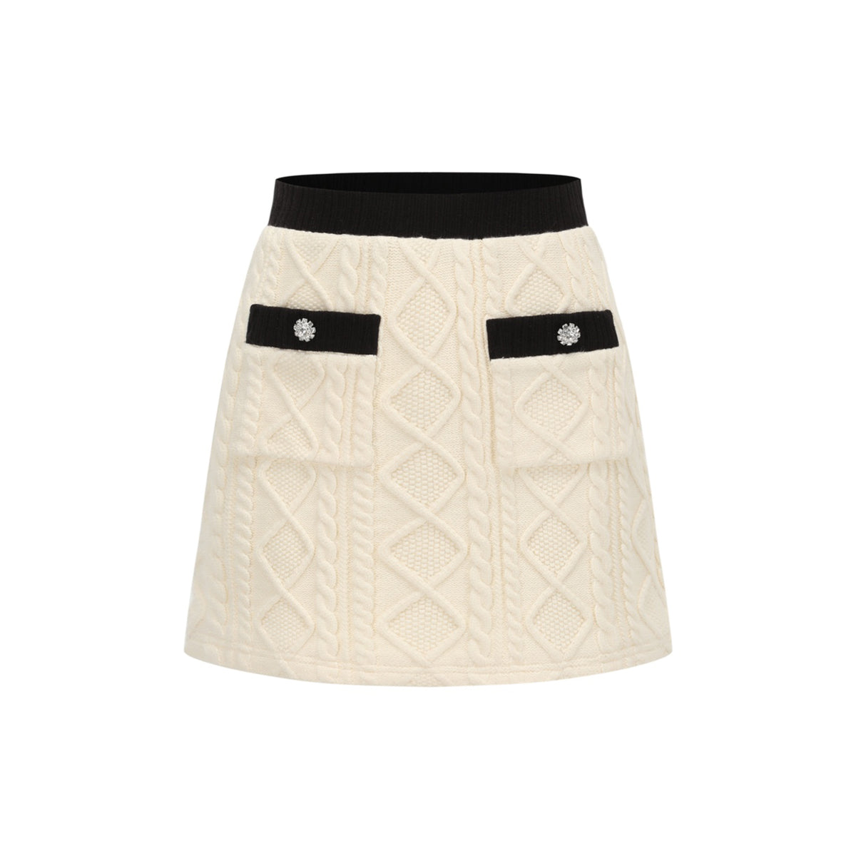 Alexia Sandra Pocket Color Blocked Diamond Twist Knit Skirt