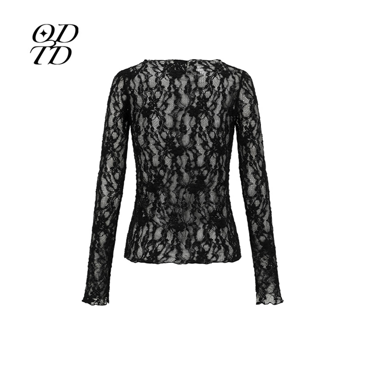 ODTD Hollow Lace Top Black