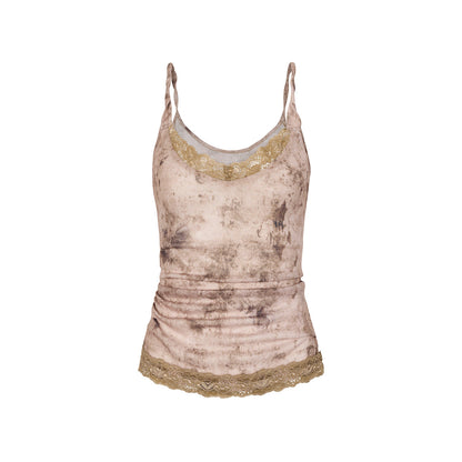 Via Pitti Lace Patchwork Slip Vest