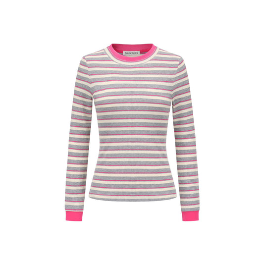 Alexia Sandra Striped Round Neck L/S Knit Top Grey/Pink