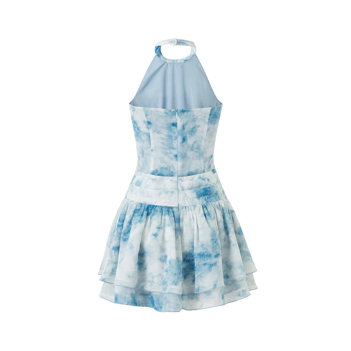 Eimismosol Rendering Ink Painted Flower Dress Blue