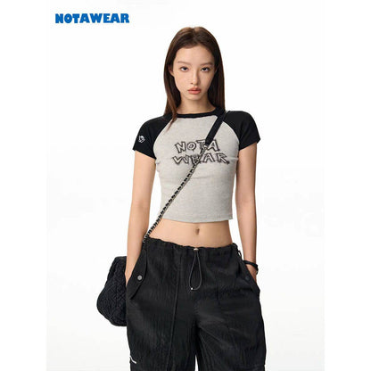 NotAwear Color Blocked Logo Print Crop Top