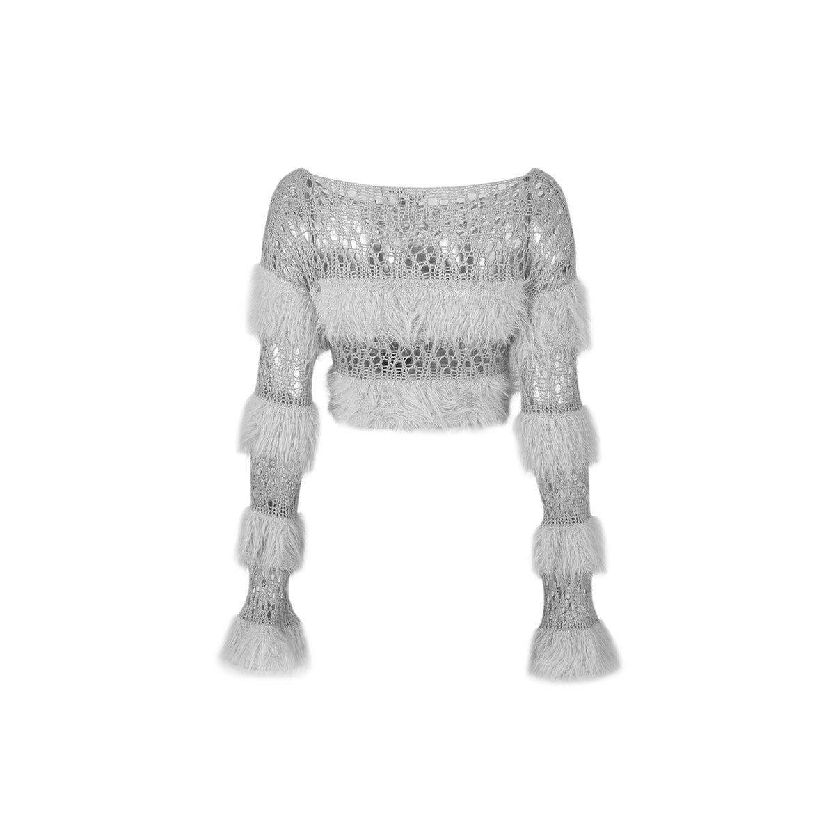 Weird Market X Angel Boy Fluffy Hollow-Out Crop Sweater