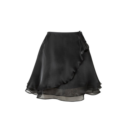 Diana Vevina Irregular Layered Mesh Skirt Black