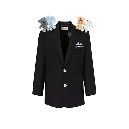 13De Marzo Plush Bear Friends Suit Jacket Black