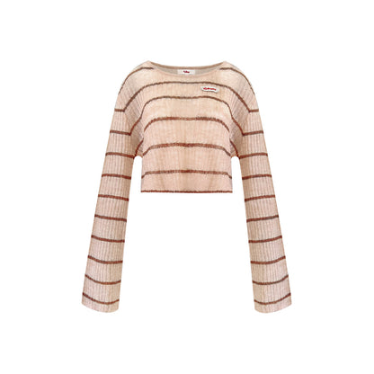 Liilou Vintage Colour Blocked Stripe L/S Knit Top