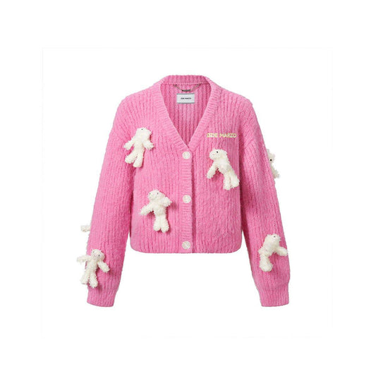 13De Marzo Doozoo Rabbit Knit Cardigan Pink