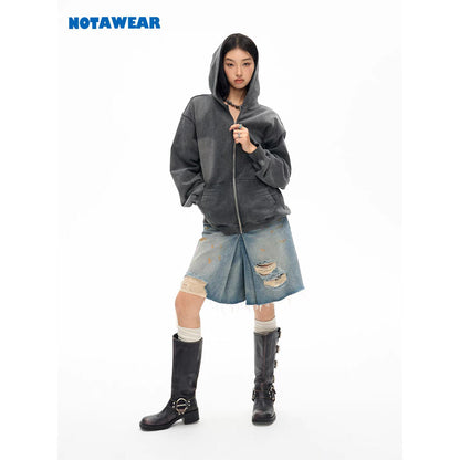 NotAwear Oversized Washed Zipper Hoodie