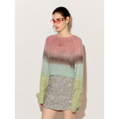 Fordare Rainbow Overlong Sleeve Knit Sweater