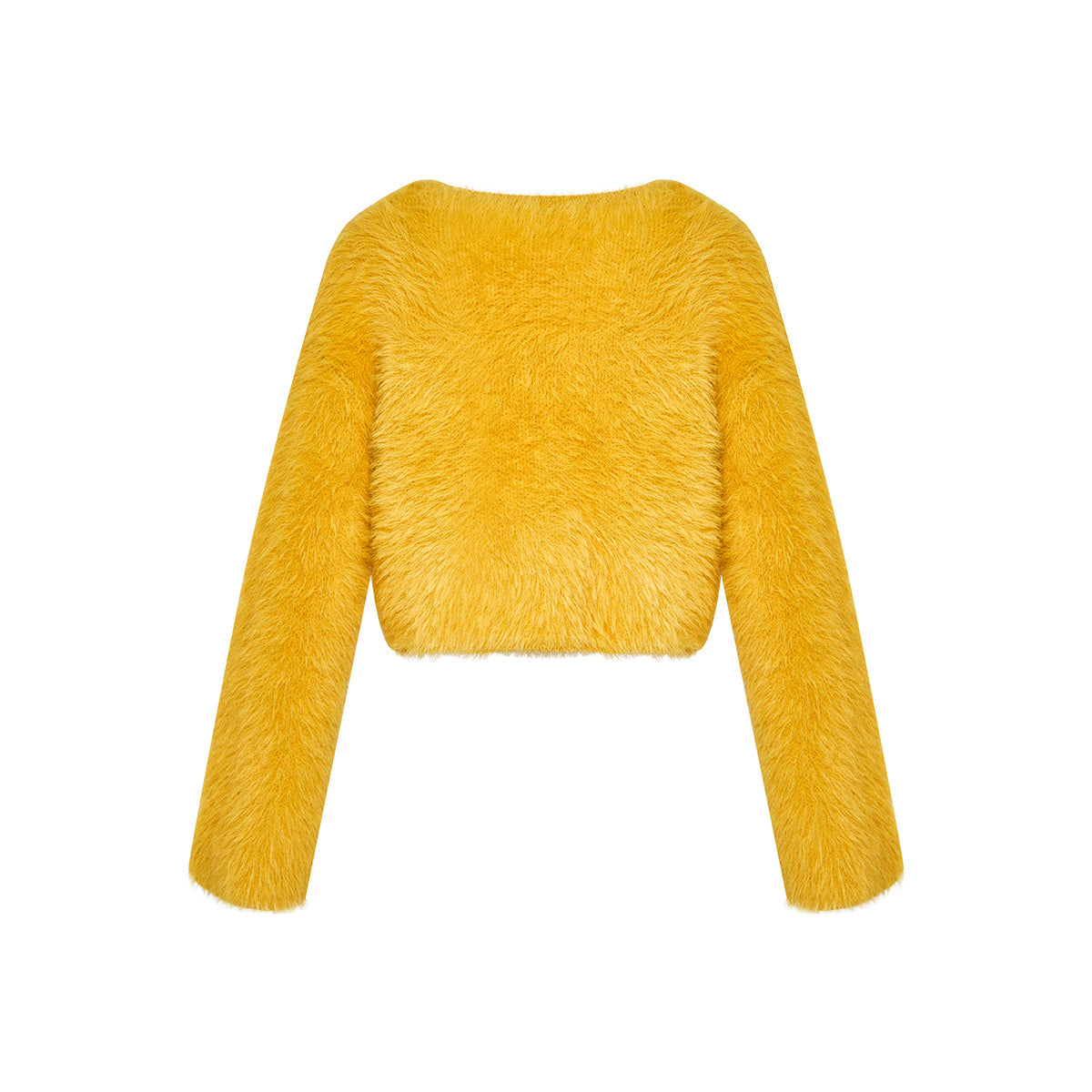 Kroche Imitated Marten Fur Short Sweater Ginger Yellow