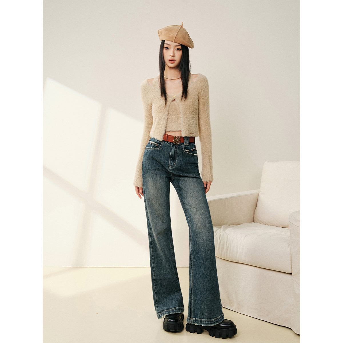 Liilou Vintage High Waist Flared Denim Jeans