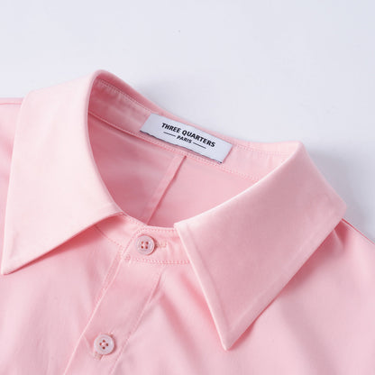 Three Quarters Logo Slim Fit Poplin Shirt Pink