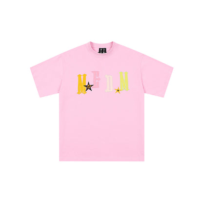 MEDM Leather Patch Logo T-Shirt Pink