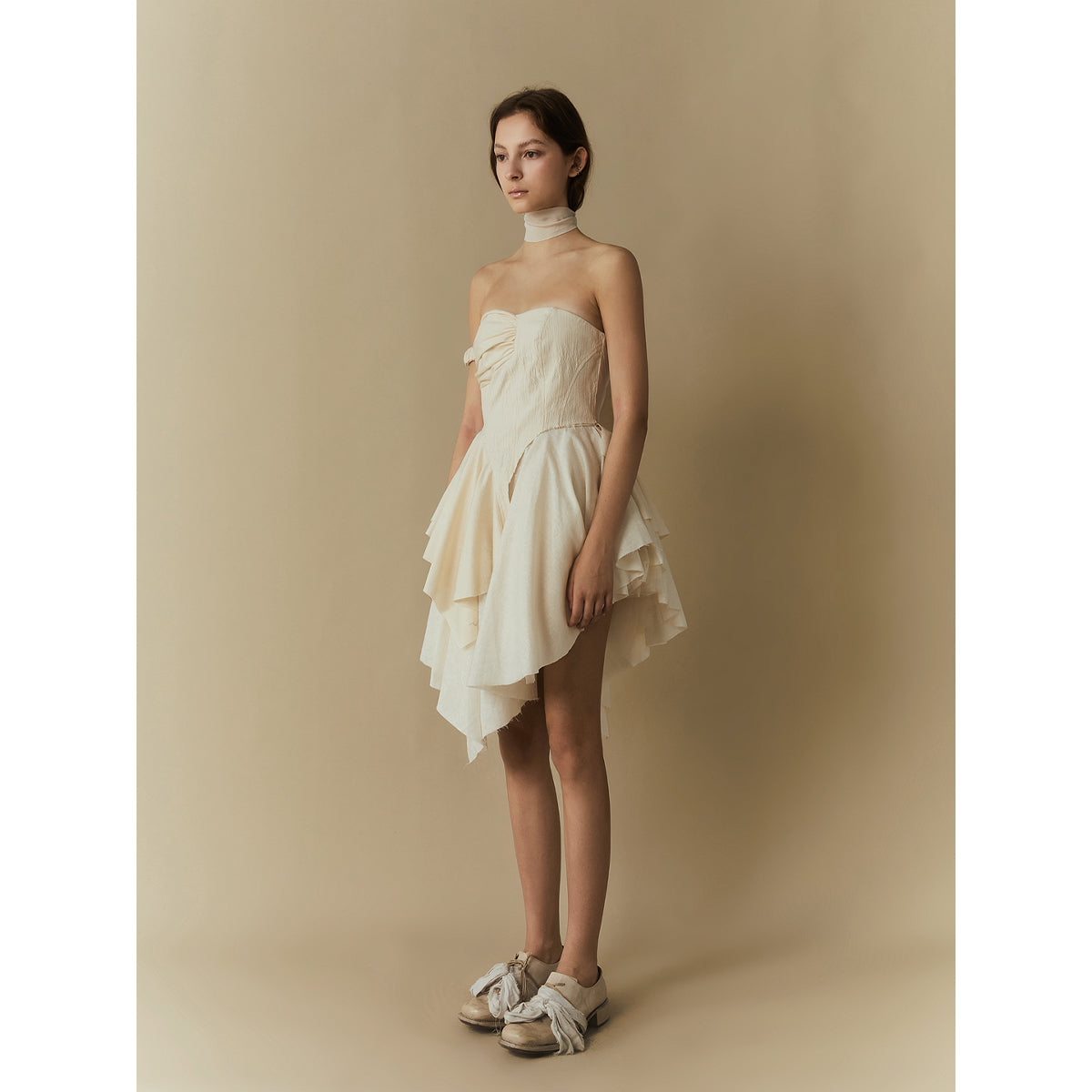 Elywood Bandeau Short Dress White