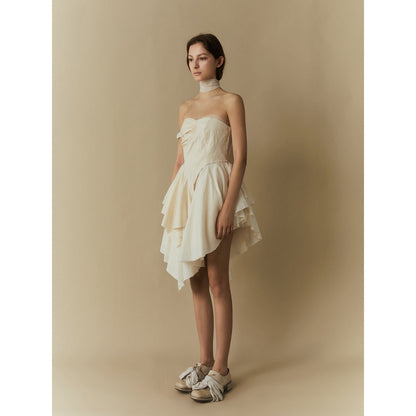 Elywood Bandeau Short Dress White