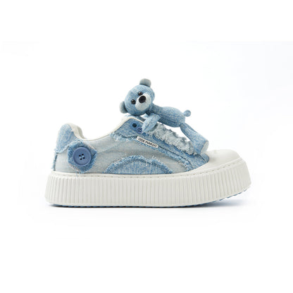 13De Marzo Plush Bear Denim Biscuits Sneaker Blue