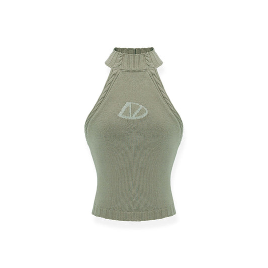 NAWS Jacquard Logo Sleeveless Halter Knit Vest Green