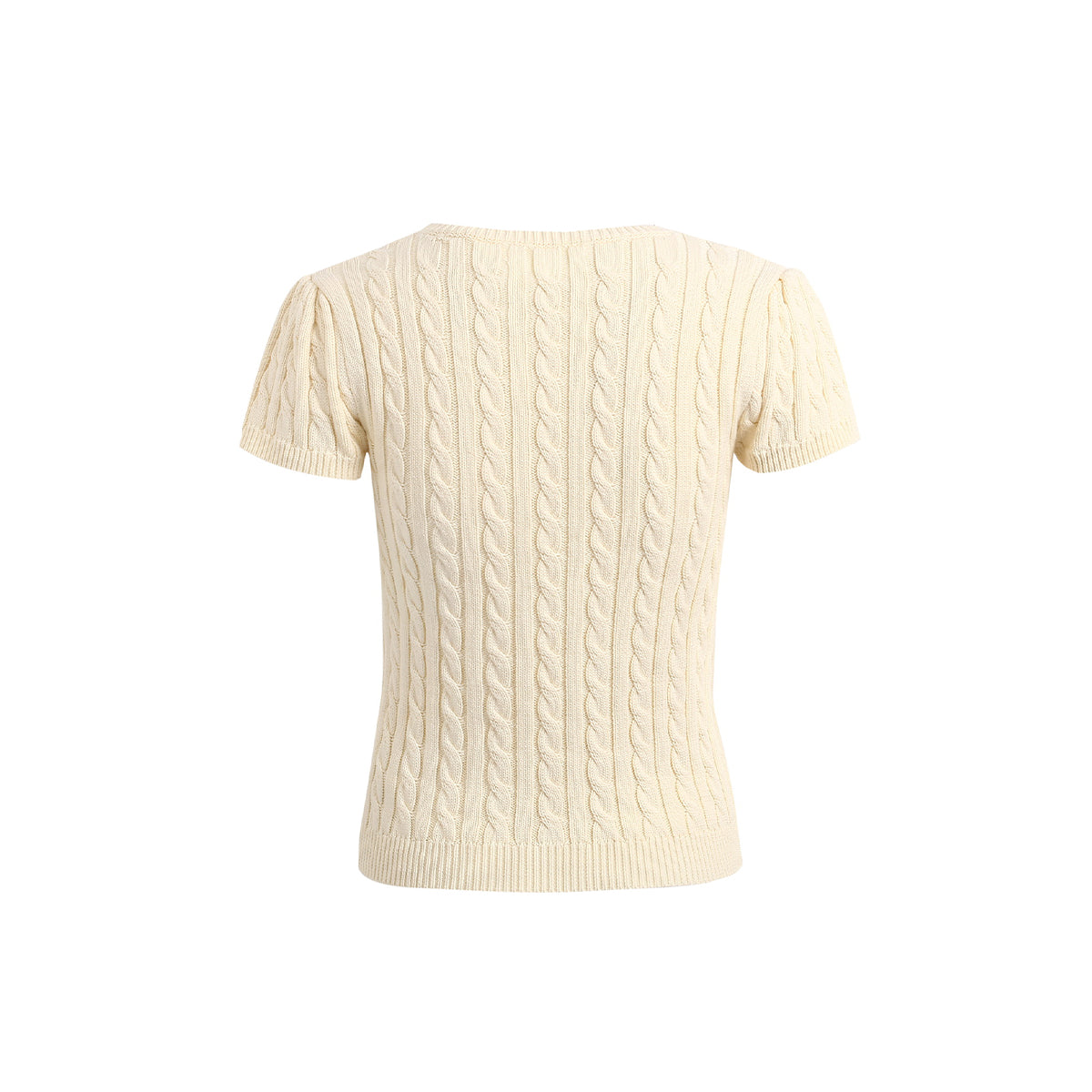 Wildshadow Heart Embroidery Twisted Knit Top Cream