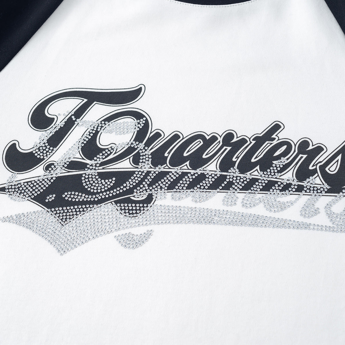 Three Quarters Hotfix Logo Raglan Sleeve Tee Black