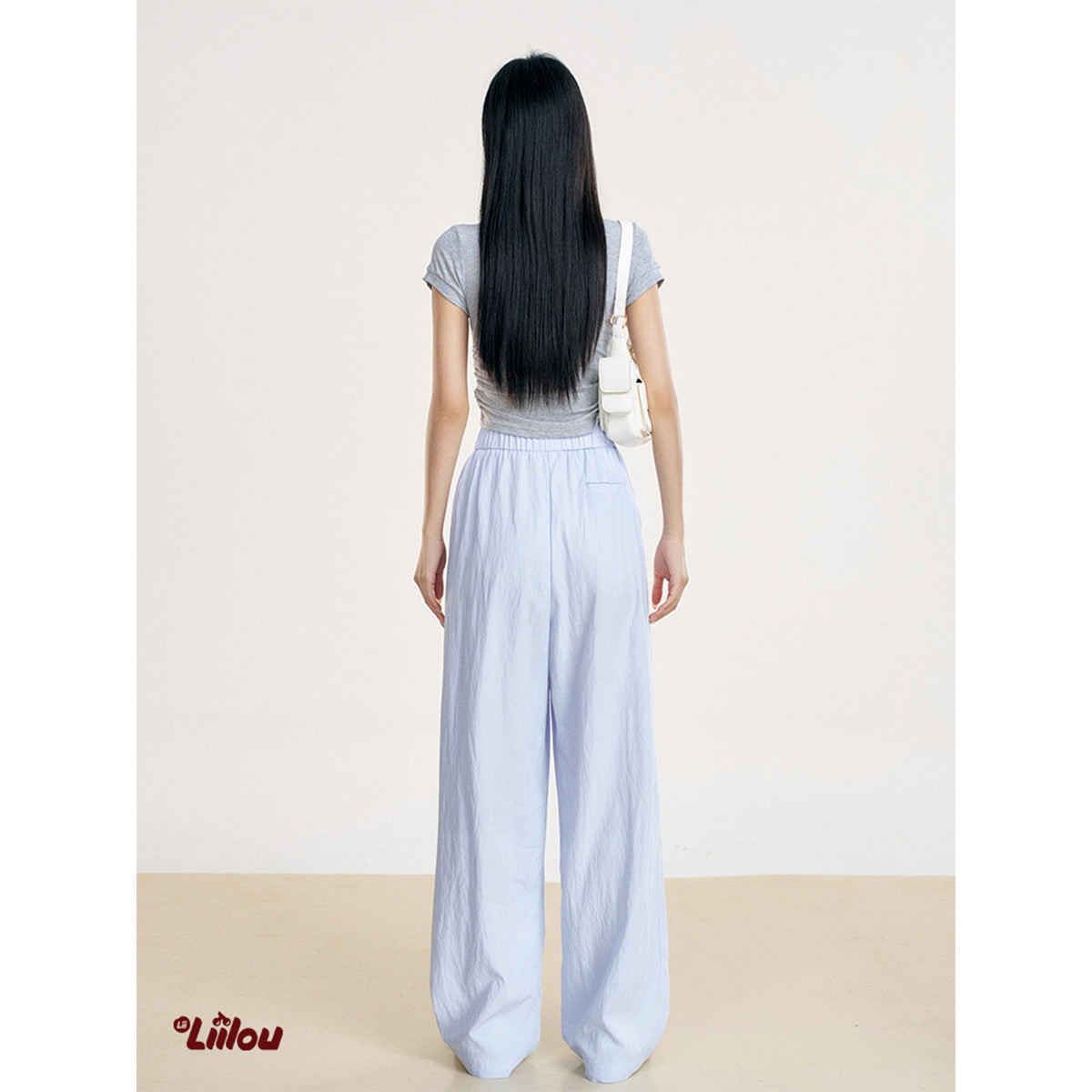 Liilou Draped Elastic-Waist Pleated Casual Pants Blue