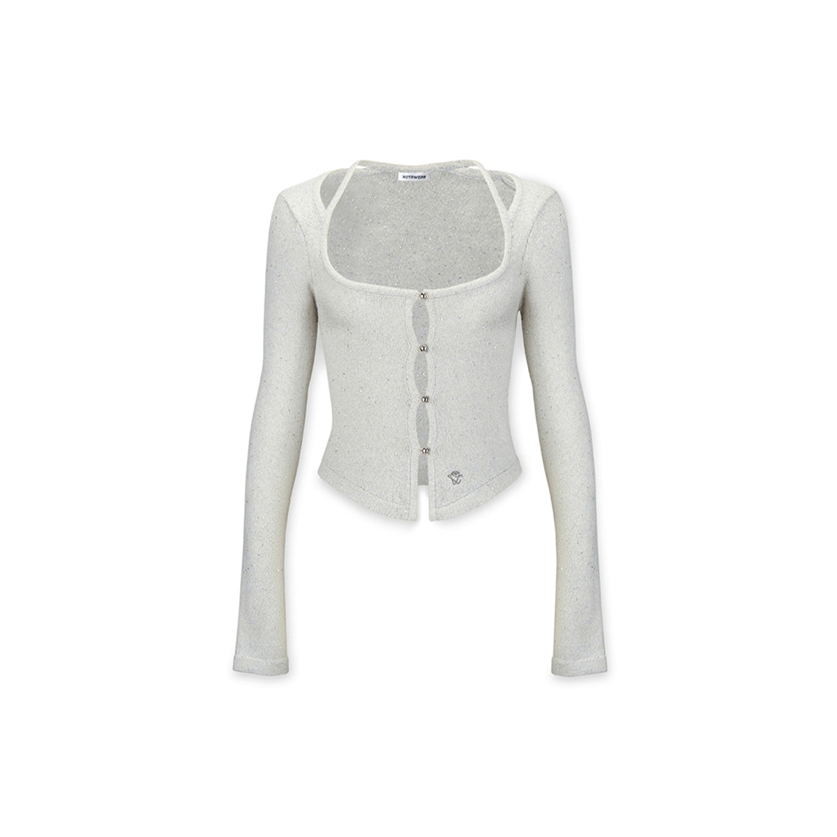 NotAwear Hollow Cutting Slim Knit Cardigan White