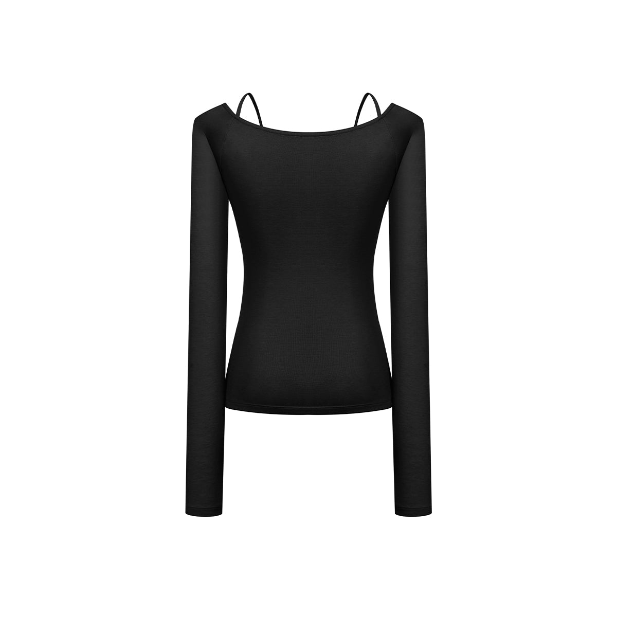 Three Quarters Plush Rose Slim Knit Sling Top Black