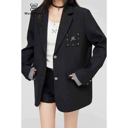 MacyMccoy Fake-2-Piece Oversize Suit Jacket Black