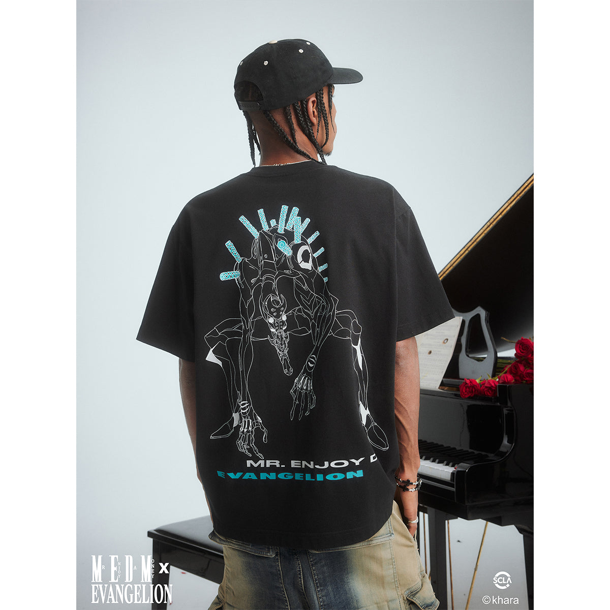 MEDM x EVA Reflective Printed Logo Tee Black