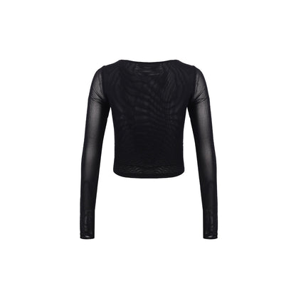 Wildshadow Metal Heart V-Neck L/S Slim Top Black