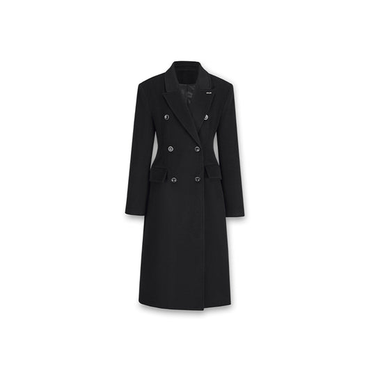 NotAwear Woolen Nipped Waist Oversized Coat Black