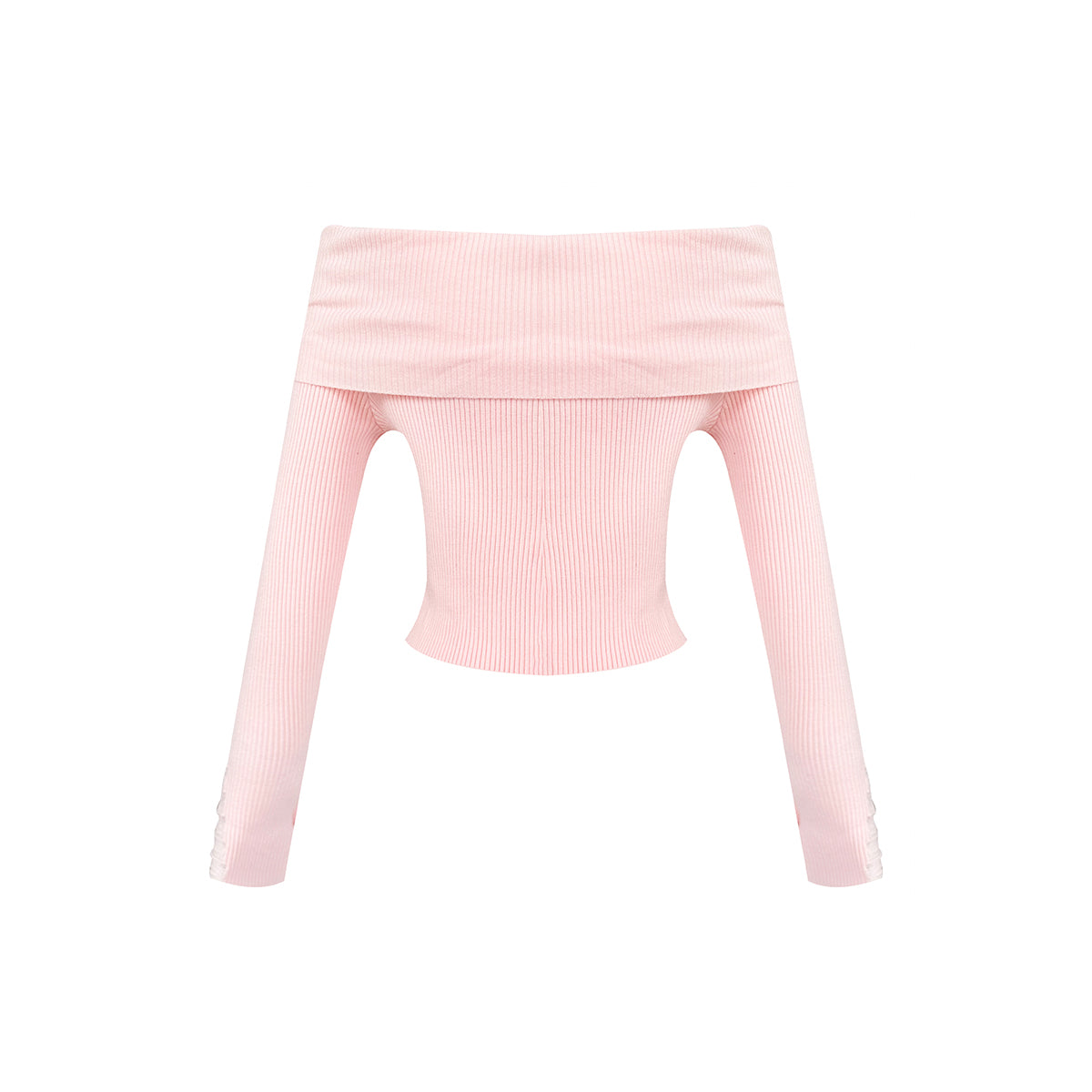 Kroche 3D Rose Off-Shoulder Knitted Top Pink