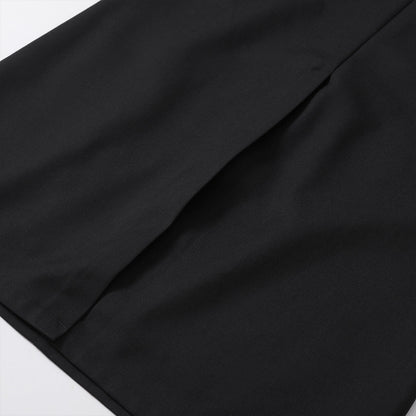 Three Quarters Color Blocked Cargo Flare Long Skirt Black