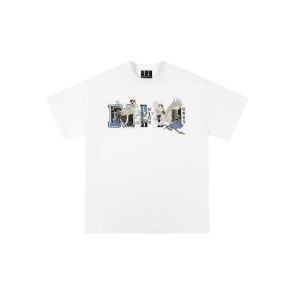 MEDM Crane Embroidery Logo T-Shirt White