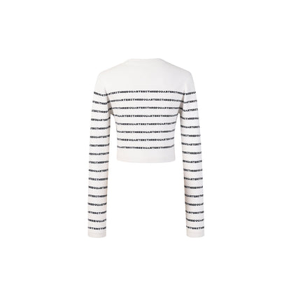 Three Quarters Logo Embroidery Knit Cardigan Top