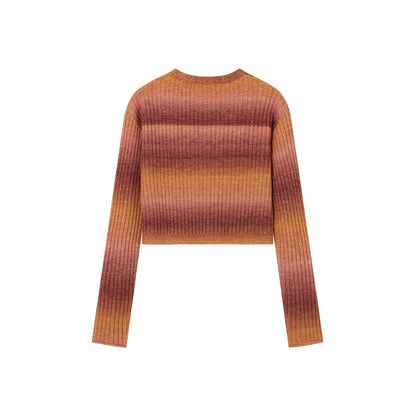 SomeSowe Island SunSet Gradient Knit Cardigan Orange