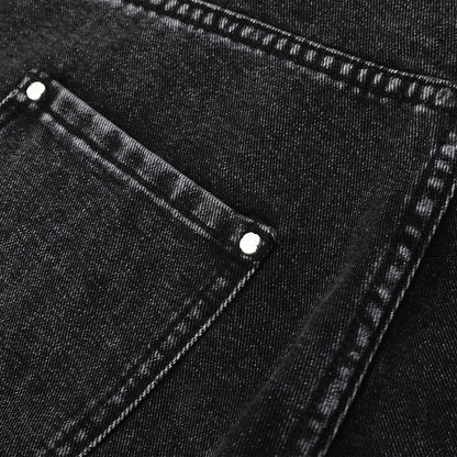 Via Pitti Logo Embroidery Denim Short Black