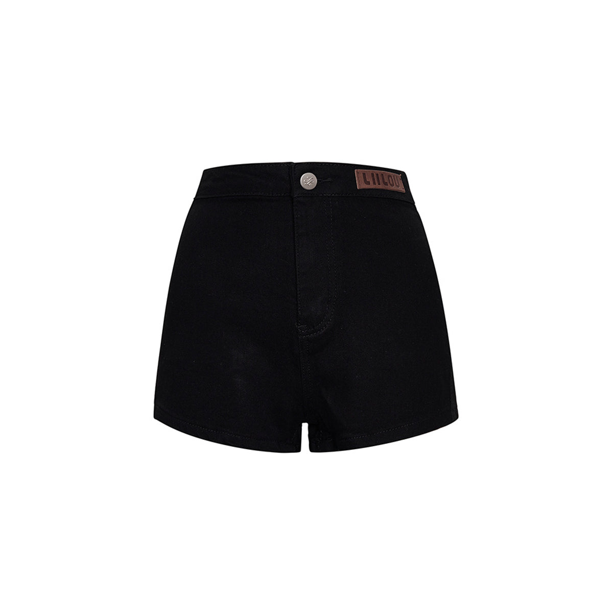 Liilou Retro High Waist A-Line Denim Shorts Black