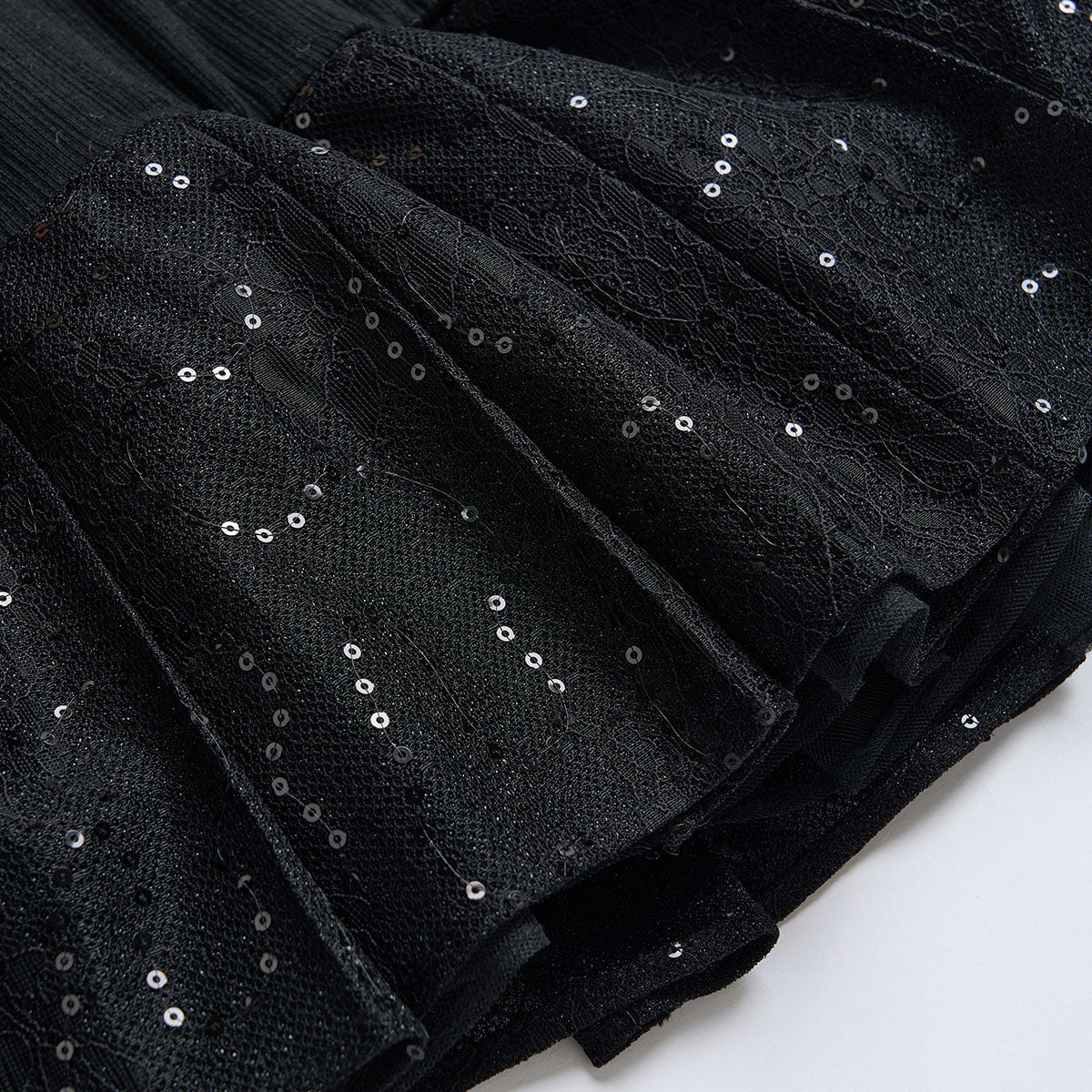 Via Pitti Pearl Chain Sequin Patchwork Dress Black