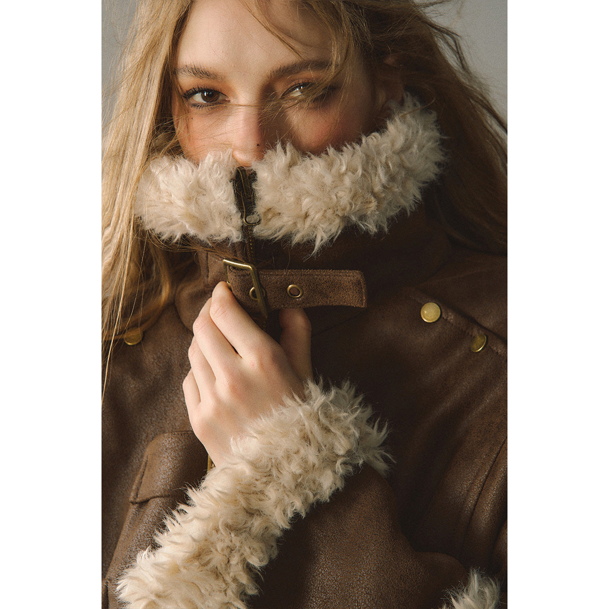 Via Pitti Fluffy Patchwork Reversible Suede Jacket Brown