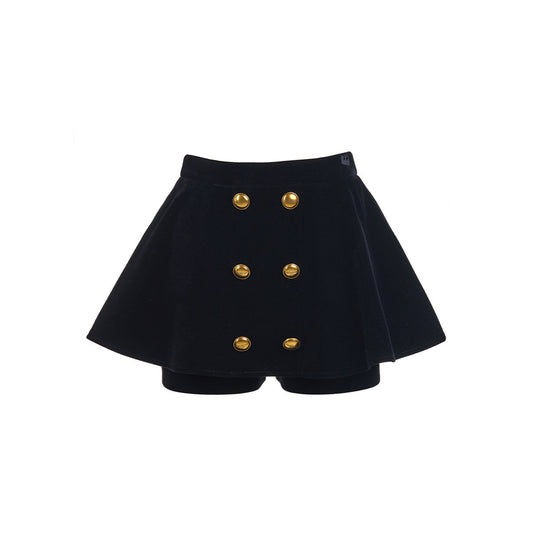 Eimismosol Golden Button Velvet Skirt Shorts Black