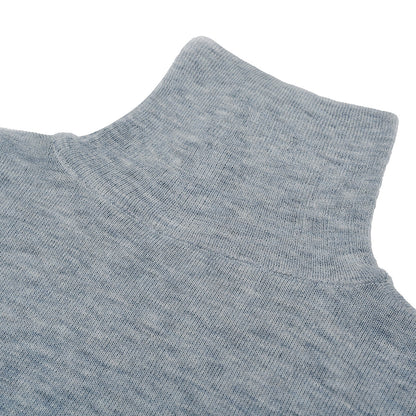 Kroche Color Blocked Cuff Woolen Knit Turtleneck Top Grey